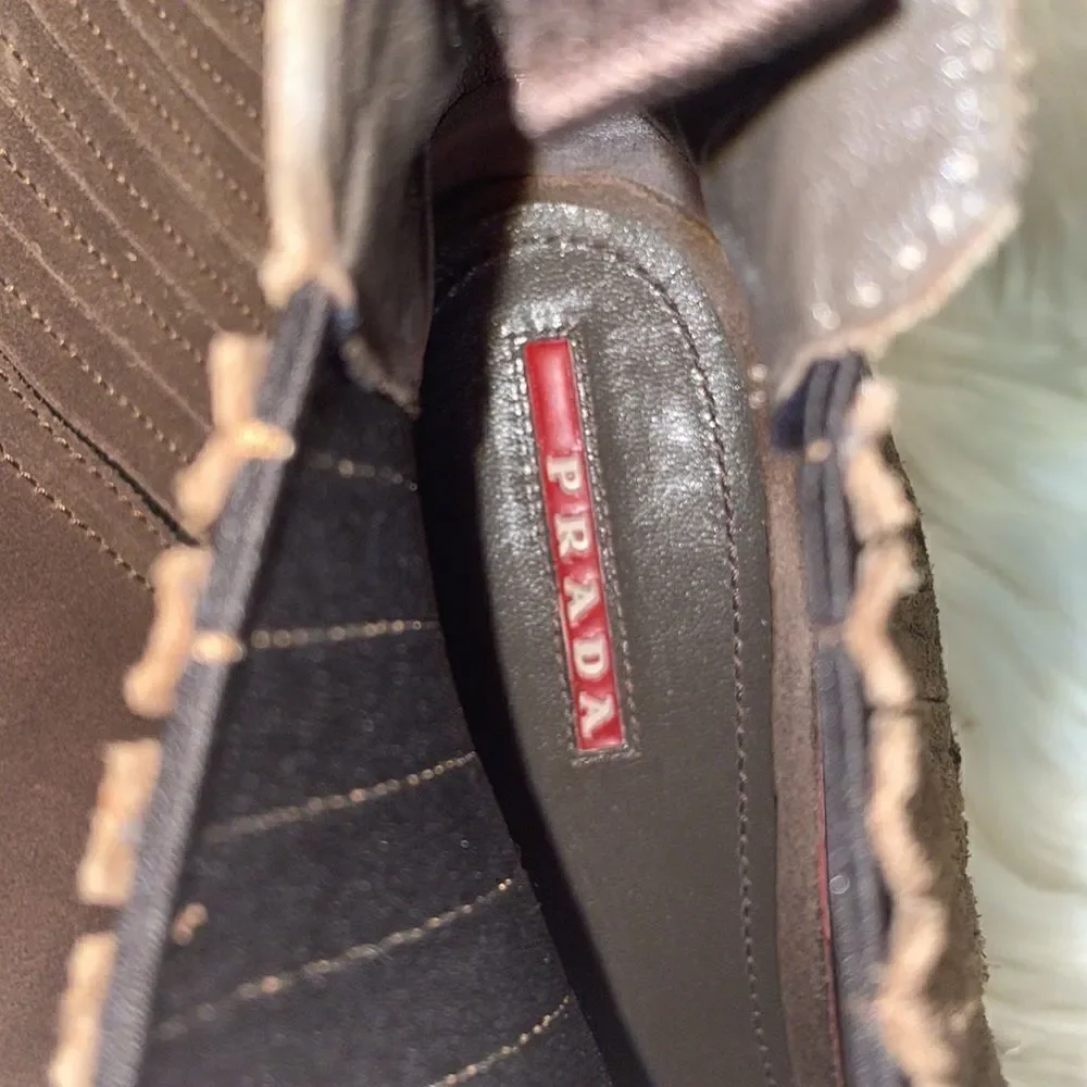 Prada Brown Suede Chunky Ankle Booties - Picture 5 of 8